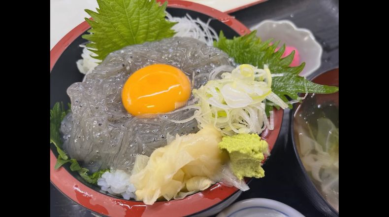 ばんやの生しらすと卵黄の丼